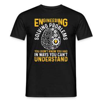 Funny Engineer Engineering Gear Brain Technician E - Männer T-Shirt - Schwarz - Vorne - AI Model Male 178 light (178cm)