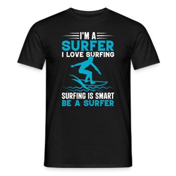 Surfer Je suis un surfeur J’aime surfer sur l’eau Surfeur - T-shirt homme - noir - Devant - AI Model Male 178 light (178cm)