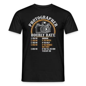 Funny Photography - Camera Photographer Hourly Rat - Men's T-Shirt - black - Front - AI Model Male 178 light (178cm)
