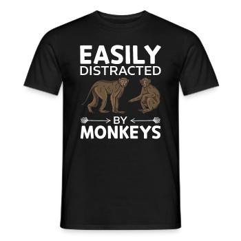 Facilement distrait par les singes - Orangutan Monkey Lo - T-shirt homme - noir - Devant - AI Model Male 178 light (178cm)