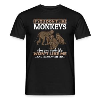 Orangutan Monkey Lover - Chimpanzee Orangutan Monk - Men's T-Shirt - black - Front - AI Model Male 178 light (178cm)