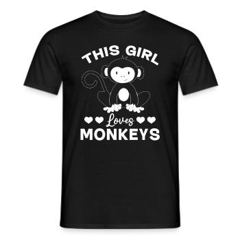 Orangutan Monkey Lover - This Girl loves Monkeys - Men's T-Shirt - black - Front - AI Model Male 178 light (178cm)