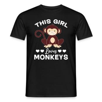 This Girl loves Monkeys - Orangutan Monkey Lover - Men's T-Shirt - black - Front - AI Model Male 178 light (178cm)