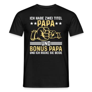 Ich Habe Zwei Titel Papa Und Bonus Papa - Männer T-Shirt - Schwarz - Vorne - AI Model Male 178 light (178cm)
