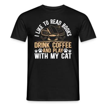 Cute Cat Lover - I Like To Read Books And Play Wit - Men's T-Shirt - black - Front - AI Model Male 178 light (178cm)