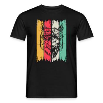 Llama Head Retro Llama Farmers - Vintage Llamas Ll - Männer T-Shirt - Schwarz - Vorne - AI Model Male 178 light (178cm)