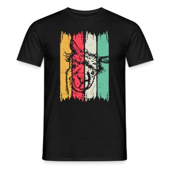 Llama Head Retro Llama Farmer - Drôle de lama Alpaga - T-shirt homme - noir - Devant - AI Model Male 178 light (178cm)