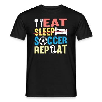 Eat Sleep Soccer Repeat - Soccer Player Funny Socc - Men's T-Shirt - black - Front - AI Model Male 178 light (178cm)