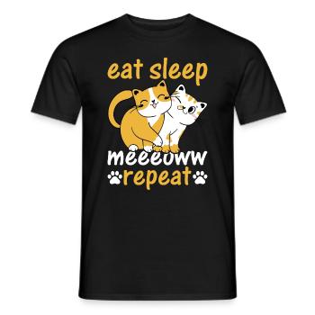 Cat Owner I Eat Sleep Meeeoww Repeat I Cat Lover - Männer T-Shirt - Schwarz - Vorne - AI Model Male 178 light (178cm)