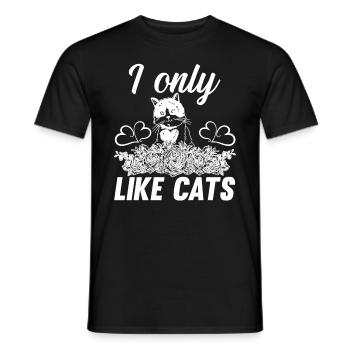 I Only Like Cats - Cat with Flowers Cat Lover Cat - Men's T-Shirt - black - Front - AI Model Male 178 light (178cm)