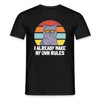 Funny Cat Lover - I Already Make My Own Rules - Männer T-Shirt - Schwarz - Vorne - AI Model Male 178 light (178cm)