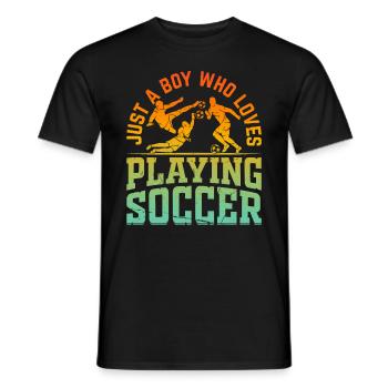 Soccer Lover - Just A Boy Who Loves Playing Soccer - Men's T-Shirt - black - Front - AI Model Male 178 light (178cm)