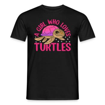 Sea Turtle Lover Girls Cute Turtles - A Girl Who L - Men's T-Shirt - black - Front - AI Model Male 178 light (178cm)