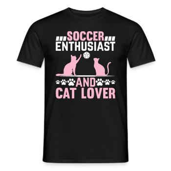 Passionné de football et amoureux des chats - Joueur de soccer C - T-shirt homme - noir - Devant - AI Model Male 178 light (178cm)