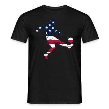 Soccer Player Silhouette American Flag Soccer Play - Men's T-Shirt - black - Front - AI Model Male 178 light (178cm)