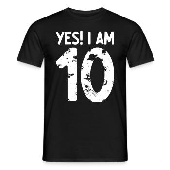 Yes! I Am 10 Years 10 Birthday Space Astronaut Bir - Männer T-Shirt - Schwarz - Vorne - AI Model Male 178 light (178cm)
