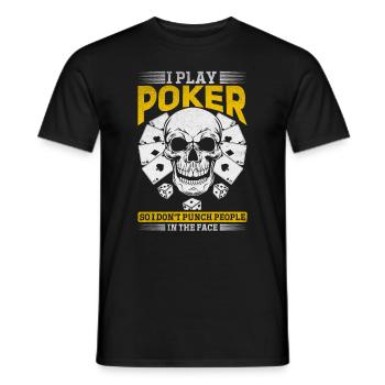 I Play Poker So I Don't Punch People In The Face - Men's T-Shirt - black - Front - AI Model Male 178 light (178cm)