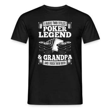 J’ai deux titres Poker Legend & Grandpa And I Roc - T-shirt homme - noir - Devant - AI Model Male 178 light (178cm)