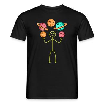Aerospace Stick Figure Juggling Planets Space Trav - Männer T-Shirt - Schwarz - Vorne - AI Model Male 178 light (178cm)
