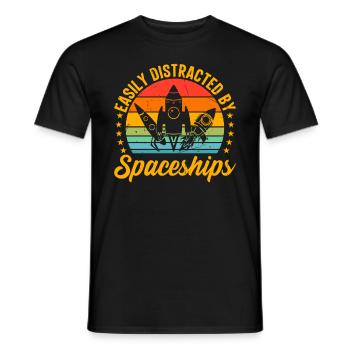 Facilement distrait par les vaisseaux spatiaux - Space Travel Roc - T-shirt homme - noir - Devant - AI Model Male 178 light (178cm)