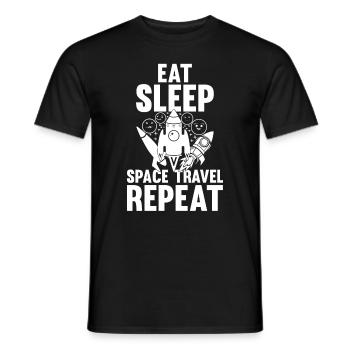 Eat Sleep Space Travel Repeat - Space Rocket Ship - Men's T-Shirt - black - Front - AI Model Male 178 light (178cm)
