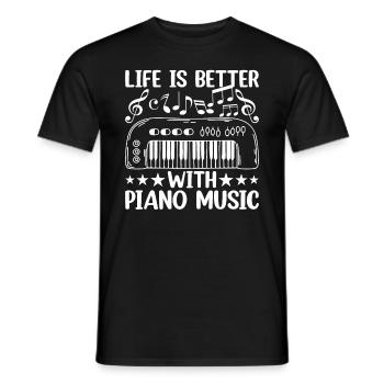 La vie est meilleure avec la musique pour piano - Piano à clavier P - T-shirt homme - noir - Devant - AI Model Male 178 light (178cm)