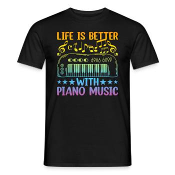 Piano Keyboard Player - Life Is Better With Piano - Men's T-Shirt - black - Front - AI Model Male 178 light (178cm)