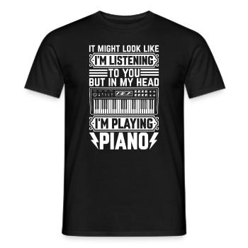 In My Head I'm Playing Piano Keyboard Electric Pia - Men's T-Shirt - black - Front - AI Model Male 178 light (178cm)