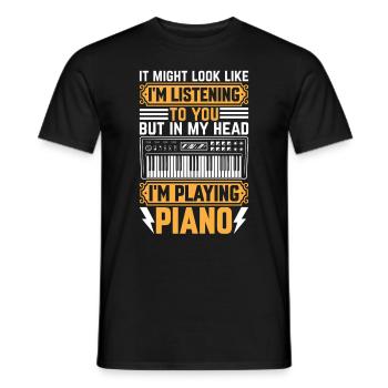 Dans ma tête je joue du piano électrique Piano Keyboa - T-shirt homme - noir - Devant - AI Model Male 178 light (178cm)