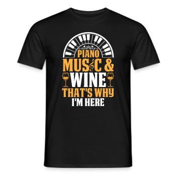 Piano Keyboard - Piano Music & Wine That's Why I'm - Men's T-Shirt - black - Front - AI Model Male 178 light (178cm)