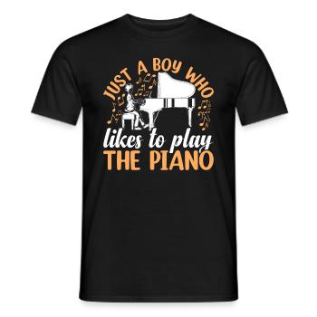 Just A Boy Who Likes To Play The Piano - Pianist P - Men's T-Shirt - black - Front - AI Model Male 178 light (178cm)