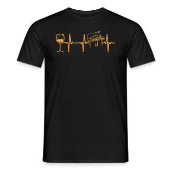 Piano Heartbeat avec vin Piano ECG Heartbeat Pian - T-shirt homme - noir - Devant - AI Model Male 178 light (178cm)