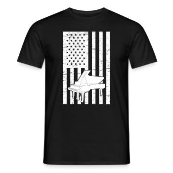 Piano Pianiste Piano Drapeau Américain Piano patriotique - T-shirt homme - noir - Devant - AI Model Male 178 light (178cm)