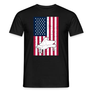 Pianiste Piano Drapeau Américain Pianiste patriotique - T-shirt homme - noir - Devant - AI Model Male 178 light (178cm)