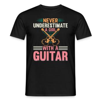 Guitariste de musique - Ne sous-estimez jamais une fille avec - T-shirt homme - noir - Devant - AI Model Male 178 light (178cm)