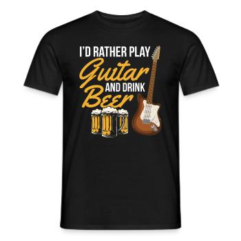 Je préfère jouer de la guitare et boire de la bière - Bass Guita - T-shirt homme - noir - Devant - AI Model Male 178 light (178cm)