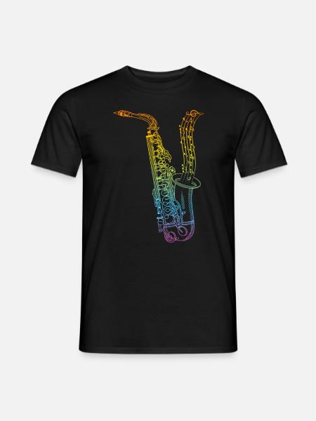 Saxophone With Music Notes - Saxophone Music Lover - Männer T-Shirt - Schwarz