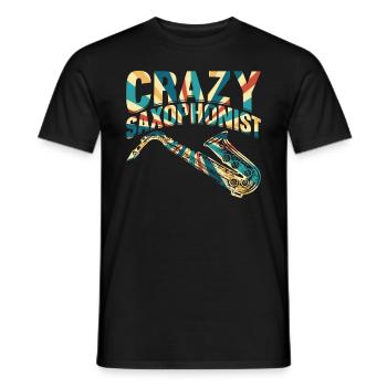 Crazy Saxophonist Sax Musician Sax Instrument Saxo - Men's T-Shirt - black - Front - AI Model Male 178 light (178cm)