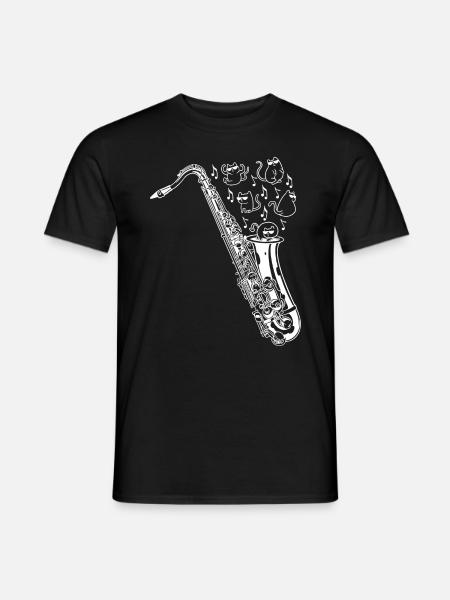 Saxophone With Cats Saxophone Player And Cat Owner - Männer T-Shirt - Schwarz