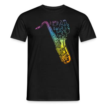 Saxophone avec chat Saxophone instrument, musique non - T-shirt homme - noir - Devant - AI Model Male 178 light (178cm)