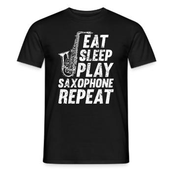 Eat Sleep Play Saxophone Repeat Sax Music Lover Sa - Männer T-Shirt - Schwarz - Vorne - AI Model Male 178 light (178cm)