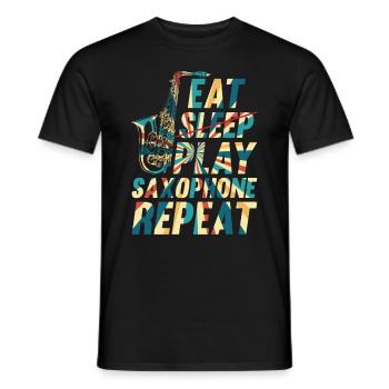 Eat Sleep Play Saxophone Repeat Saxophonist Instru - T-shirt homme - noir - Devant - AI Model Male 178 light (178cm)