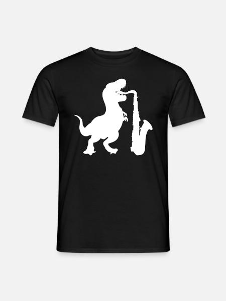 Dino Saxophone Saxophone Music Playing Dinosaur Sa - Männer T-Shirt - Schwarz