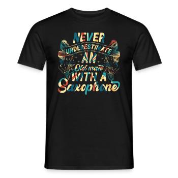 Le vieux musicien ne sous-estime jamais un vieil homme avec un - T-shirt homme - noir - Devant - AI Model Male 178 light (178cm)