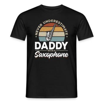 Saxophoniste - Ne sous-estimez jamais papa avec un saxo - T-shirt homme - noir - Devant - AI Model Male 178 light (178cm)