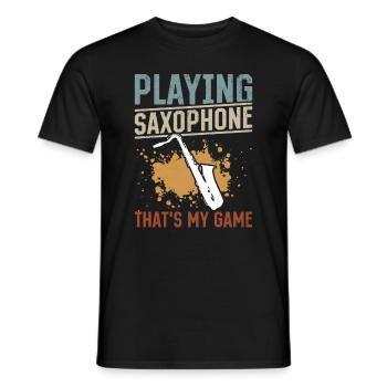 Playing Saxophone That's My Game - Saxophonist Mus - Männer T-Shirt - Schwarz - Vorne - AI Model Male 178 light (178cm)