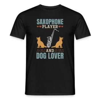 Saxophone Player And Dog Lover Saxophone Player Sa - Men's T-Shirt - black - Front - AI Model Male 178 light (178cm)