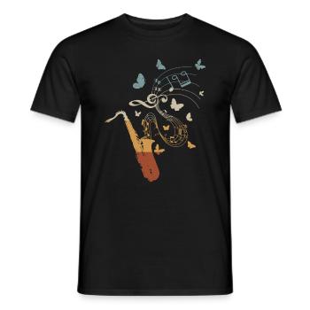 Saxophone Butterflies Sax Player Saxophonist Saxop - Männer T-Shirt - Schwarz - Vorne - AI Model Male 178 light (178cm)