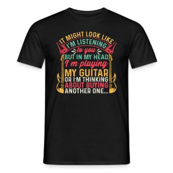 Bass Guitarist - But In My Head I'm Playing My Gui - Männer T-Shirt - Schwarz - Vorne - AI Model Male 178 light (178cm)
