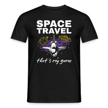 Space Travel That's My Game I Space Ship Aerospace - Men's T-Shirt - black - Front - AI Model Male 178 light (178cm)